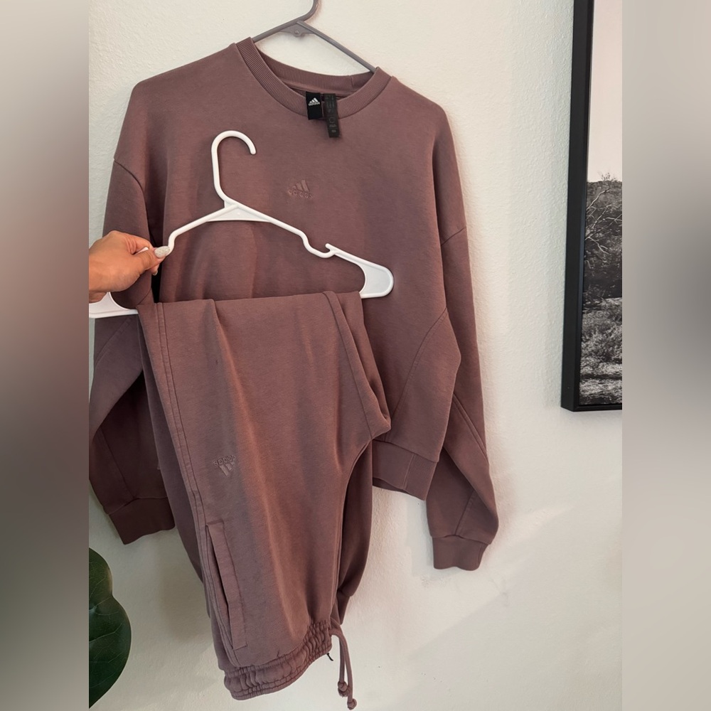 adidas Mauve-Taupe purple Lounge Sweatshirt & Joggers Set
